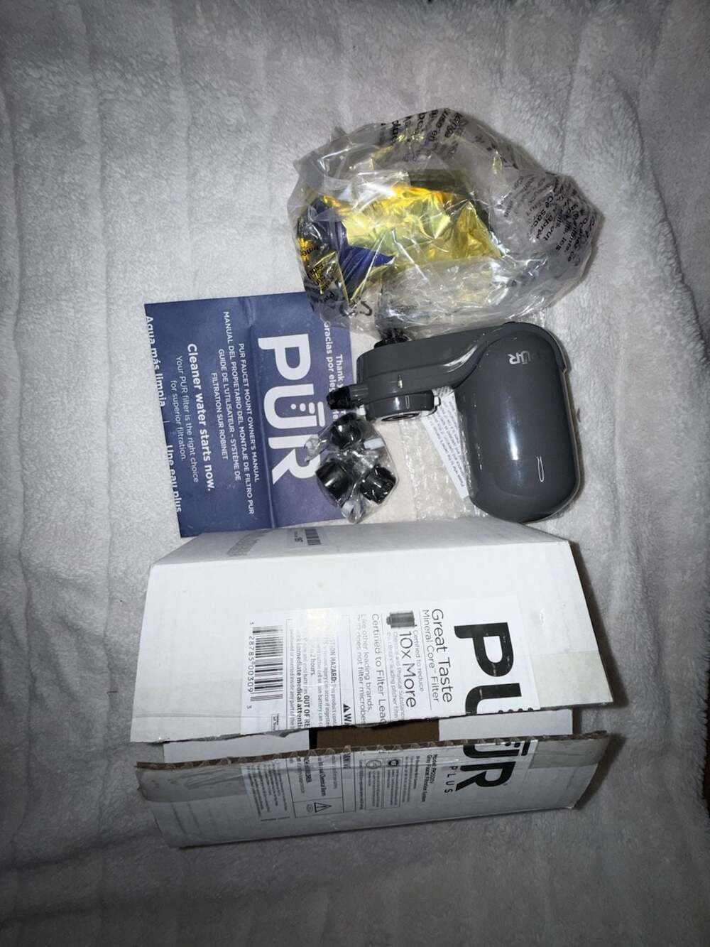 PUR PLUS Vertical Faucet Mount Water Filtration System Model FM2500V Gray